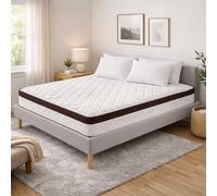 Nuit D'or Ensemble Sommier Tapissier et Matelas 140x190 cm - Couleur : Gris - Sommier Déhoussable avec Pieds 20 cm et Lattes Multiplis - Matelas Soutien Très Ferme Confort Enveloppant -