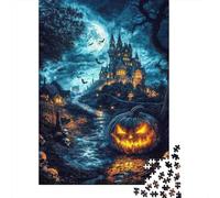 Nuit du château d'halloween 1000 Pièce Carton Épais Puzzle Classique Adolescents Fans 12-18 Ans Difficile Défiant Décoration Murale Le 52x38cm/1000pcs