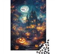 Nuit du château d'halloween 1000 Pièce Carton Extra Épais Jeu De Puzzle Adolescents Fans 12-18 Ans Entraînement du Cerveau Décoration Murale Le 52x38cm/1000pcs