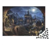 Nuit du château médiéval Puzzle 1000 Pièces Adulte en Carton Épais Et Robuste, Puzzle Brain Training Puzzle pour Une Activité Fuzzle Après L'école, Passion Nature Et Faune 52x38cm/1000pcs