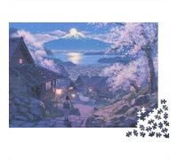 Nuit du Village Japonais 1000 Pièces Carton Robuste Puzzle De Bricolage Collecteurs Défi du Jeu Éducatif Entraînement du Cerveau Belle Décoration 70x50cm/1000pcs