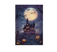 Nuit effrayante d'Halloween avec pleine lune drapeaux de jardin impression double face petites bannières de décoration saisonnière pour pelouse, ferme, terres agricoles, 71,1 x 101,6 cm