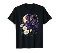 Nuit enchantée, lièvre et Lune Floraux, Cottagecore T-Shirt