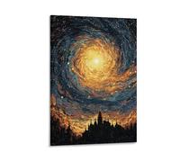 Nuit étoilée de Van Gogh Impressions Sur Portrait Peintures Sur Toile Affiches Et Impressions Art Mural Image Pour Salon DécoRation De La Maison 16x24inch(40x60cm)