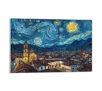 Nuit étoilée de Van Gogh Oeuvre D'art Toile Art Affiches Et Impressions Peintures Mur Art Impressions Sur Toile Pas D'images Pour La DécoRation De Salon Moderne 16x24inch(40x60cm)