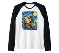 Nuit étoilée Macaque Japonais Viral Video Van Gogh Monkey Manche Raglan