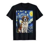 Nuit étoilée Saint Bernard Art impressionniste T-Shirt