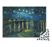 Nuit étoilée sur la rivière - Puzzle de 1000 pièces en Carton 100% recyclé - Reflets des étoiles sur l'eau - Un défi Impossible - Cadeau Amusant - 52 x 38 cm