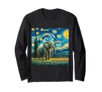 Nuit étoilée Van Gogh Style Big Elephant African Cute Artist Manche Longue