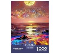 Nuit Fantastique au Clair de Lune au Bord de la mer Puzzle 1000 pièces Monde Fantastique - Puzzle Mural Élégant, Challenge Cérébral, Pièces Épaisses, Relaxation Et Décoration, 38x26cm/1000pcs