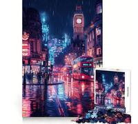 Nuit pluvieuse Londres Puzzle de 1000 pièces pour Adultes Jeu de réflexion Image Douce et relaxante Assembler Joli Cadeau (38x26cm)