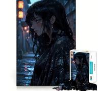 Nuit pluvieuse︰ Puzzle 1000 pièces Beauté mélancolique pour Adolescents Jeu de logique Fine Loisirs faciles Bords Nets Cadeau de Festival (38x26cm)