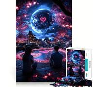 Nuit Romantique sous la Lune Puzzle de 1000 pièces pour Adolescents Jeu de logique Stimulant Moments en Famille Bords Nets Surprise chaleureuse (38x52cm)