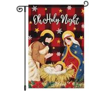 Nuit Sainte Noël Jésus Plaid Bienvenue Noël Hiver Drapeaux Décoratif Garden Flag Résistant Aux Intempéries Bannière Pour Cour Porche Célébrations 30X45Cm