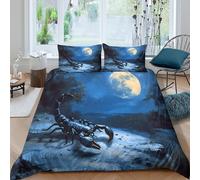 Nuit scorpion Linge de Lit Microfibre Hypoallergique 3 Pièces 3D Imprimée Léger Fantaisie moonlit Parure de Lit avec 2 x Taies d'oreiller Super Douce for Chambre de adolescents King（220x240cm）