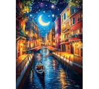 Nuit sur Les canaux de Venise 1000 Pièces Puzzle Collectionneur en Carton Haute Qualité Mythes Animal Plante Haute Difficulté Décoration Murale Oeuvre d'art Cadeau Noël Premium 1000 PCS