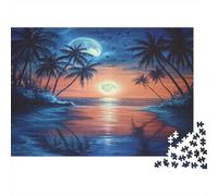 Nuit Tropicale Puzzle 1000 Pièces Educa Jouet en Bois Divertissement Créatif De l'art De La Décoration Moonlit Plage Jeu Éducatif Challenge Toy Adultes & Enfants des 14 Ans 1000pcs (75x50cm)