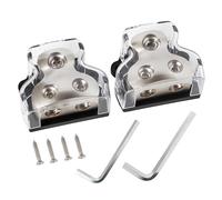 NuIth Lot de 2 blocs de distribution d'alimentation à 2 voies, entrée de calibre 0/2/4, sortie de calibre 4/8, blocs de distribution au sol stéréo automatique 2 voies pour amplificateur audio de