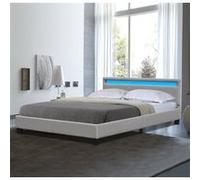 nuits d'or-angel - Solide et Confortable Lit 180x200 avec Sommier + Tête de Lit avec Eclairage LED Couleur GRIS + Pieds en 10 cm Gris G