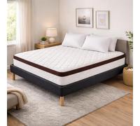Nuits D'or Ensemble Sommier Tapissier et Matelas 140x190 cm - Couleur : Noir - Sommier Déhoussable avec Pieds 20 cm et Lattes Multiplis - Matelas Soutien Très Ferme Confort Enveloppant -
