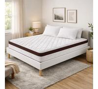 Nuits D'or Ensemble Sommier Tapissier et Matelas 160x200 cm - Couleur : Blanc - Sommier Déhoussable avec Pieds 20 cm et Lattes Multiplis - Matelas Soutien Très Ferme Confort Enveloppant -
