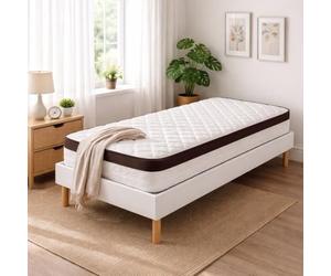 Nuits D'or Ensemble Sommier Tapissier et Matelas 80x190 cm - Couleur : Blanc - Sommier Déhoussable avec Pieds 20 cm et Lattes Multiplis - Matelas Soutien Très Ferme Confort Enveloppant -