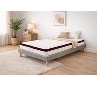 Nuits D'or Ensemble Sommier Tapissier et Matelas 90x190 cm - Couleur : Gris - Sommier Déhoussable avec Pieds 20 cm et Lattes Multiplis - Matelas Soutien Très Ferme Confort Enveloppant -