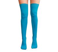 NuJake Chaussettes montantes au-dessus du genou pour femme en coton Lycra uni Cosplay School Sox, turquoise, S