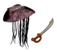NuJake Costume de pirate pour enfants avec chapeau et épée gonflable Jack garçons et filles Caraïbes 7-12 ans