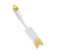 NUK 10256278 Brosse à biberon 2 en 1 avec éponge, brosse à tétine intégrée et manche ergonomique Pour biberon et tétine