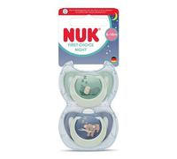 NUK First Choice Night Sucettes pour bébé | 6-18 mois | Sucettes orthodontiques phosphorescentes | Apaise 99% des bébés** |Hippopotame/Koala | Lot de 2