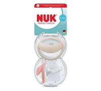 Nuk 2 Sucettes Perfect Match 0-6m Beige/Rouge