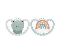 Nuk 2 Sucettes Perfect Match Air 0-6m Grenouille/Ours