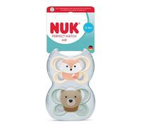 Nuk 2 Sucettes Perfect Match Air 0-6m Renard/Ours