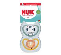 Nuk 2 Sucettes Perfect Match Air 18-36m Zèbre/Lion