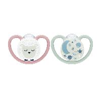 Nuk 2 Sucettes Perfect Match Air Nuit 0-6m Mouton