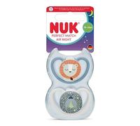 Nuk 2 Sucettes Perfect Match Air Nuit 18-36m Lion