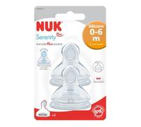 Nuk 2 Tétines Silicone Base Large Serenity+ 0-6 M L Lait Infantile
