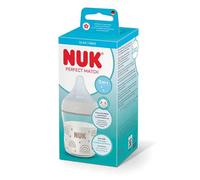 NUK Perfect Match Biberon | 0+ mois | 120 ml | Biberon anti-coliques | Verre | Indicateur de contrôle de température | Arc-en-ciel | Lot de 1