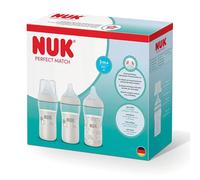 NUK Perfect Match Biberons | 3+ mois | 260 ml | Biberon anti-coliques | PP | Indicateur de contrôle de température | Singe | Lot de 2