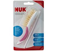 Nuk Brosse pour Bébé 100 % Poils Naturels avec Peigne à Dents Arrondies Rose