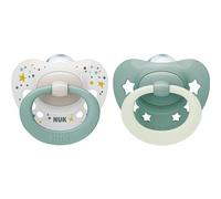 Nuk Classic Night & Day Sucettes En Silicone 6-18 Mois Vert 3 Pièces