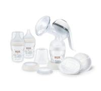 Kit tire-lait manuel NUK | Coussinet en silicone souple | Levier ergonomique | 2 biberons Perfect Match | 150 ml | 2 pads jetables haute performance NUK