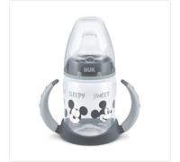 Nuk Disney Mickey First Choice+ Gourde d'apprentissage, 6-18 mois, 150 ml, Valve anti-colique, Bec anti-fuite, Poignées ergonomiques, Sans BPA, Gris