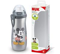 NUK Disney Tasse pour enfant Sports Cup | 24+ mois | Bec verseur étanche avec poussoir | Attache et capuchon de protection | 450 ml | Mickey Mouse (gris)