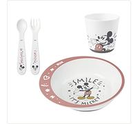 NUK Ensemble vaisselle Disney Mickey – 4 pièces dès 6+ mois: assiette, fourchette, cuillère, tasse