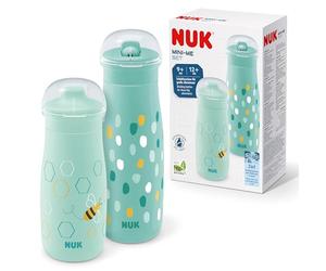 NUK Ensemble Mini-Me Bouteille Sip à partir de 9 mois (300 ml), Ensemble Mini-Me à partir de 12 mois (450 ml), Résistant aux morsures, Incassable, Menthe