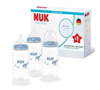 NUK First Choice Biberons | 3+ mois | 300 ml | Biberon anti-colique | PP | Indicateur de contrôle de la température | Baleine | Lot de 3