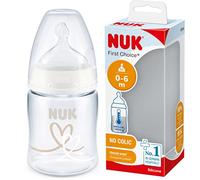NUK First Choice+ biberon | 0-6 mois | Contrôle de température | Tétine en silicone | Valve anti-coliques | Sans BPA | 150 ml