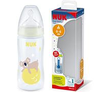 Nuk First Choice+ biberon de nuit, 0-6 mois, Phosphorescent, Contrôle de la température, Système d’aération anti-colique, 300 ml, Sans BPA, Tétine en silicone, Koala